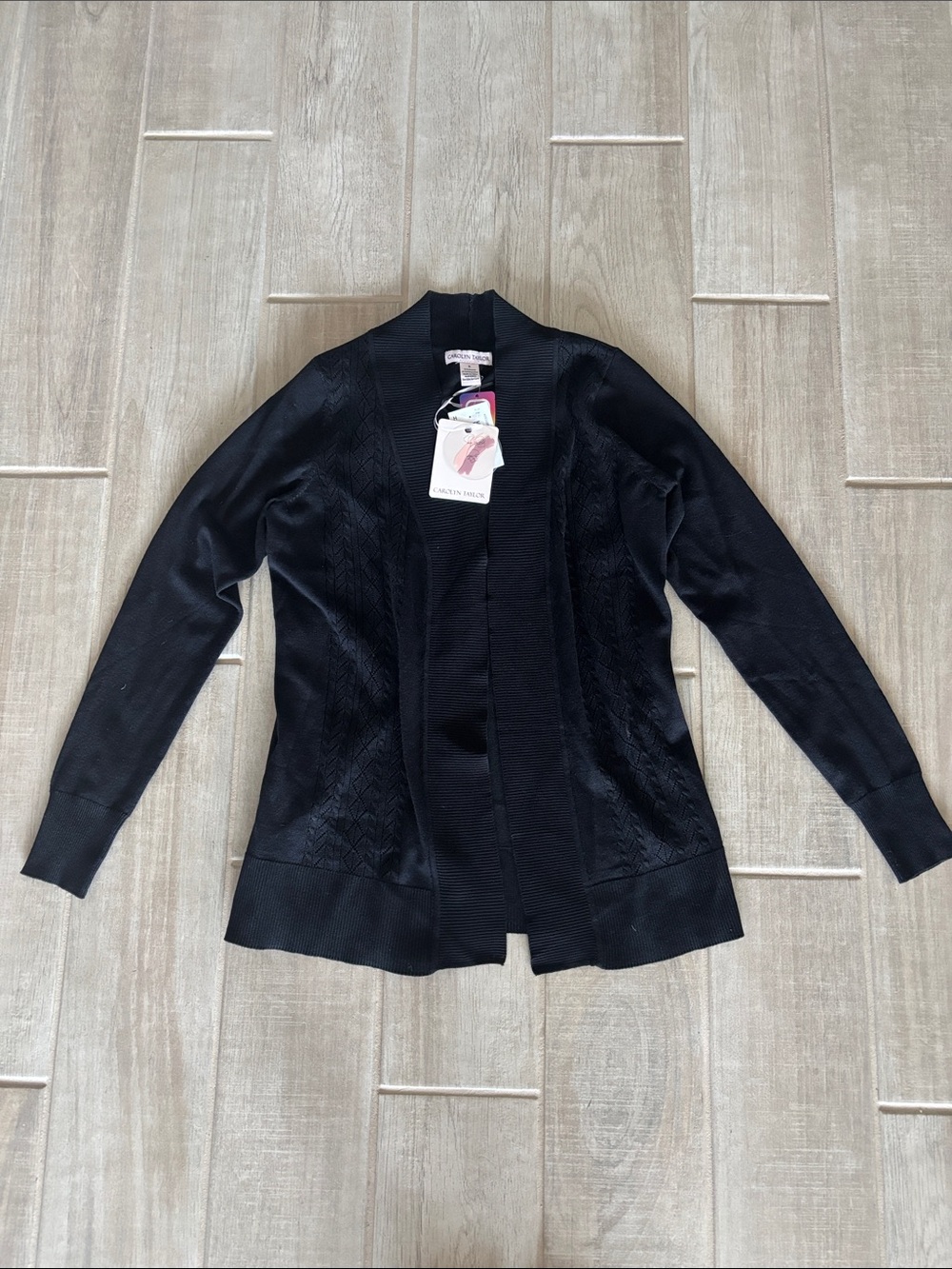 Carolyn Taylor Black Open-Front Women's Cardigan